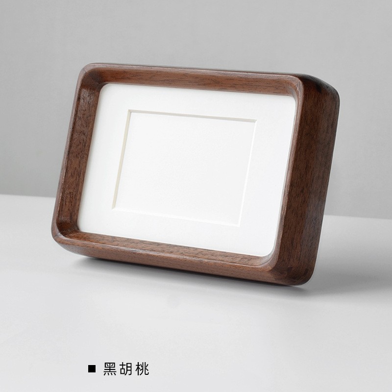 Solid wood picture frame with mortise and tenon joints, rounded corners, black walnut wood, high-end feel 6inch 7inch 8inch home wooden display picture frame-Lovesyouforever