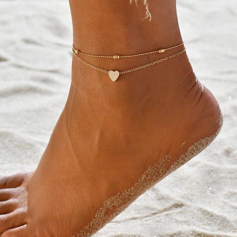 Summer Beach Style Ankle Bracelet bohemia Anklet with Heart Charm for Women-Lovesyouforever