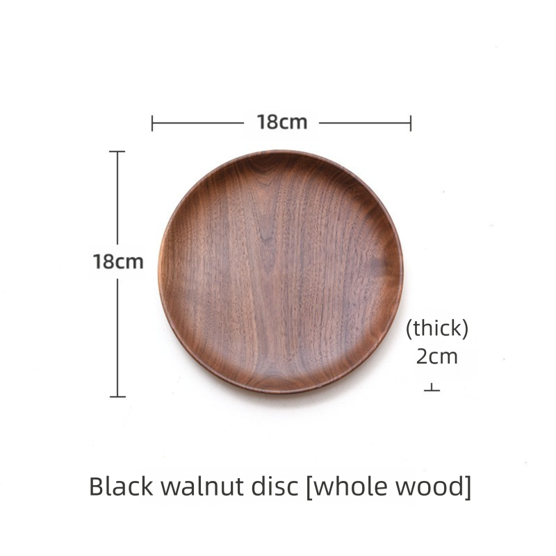 North American black walnut wood tray, solid wood dessert and snack plate, wooden fruit plate, round dried fruit tray, anti-scald wooden tray-Lovesyouforever