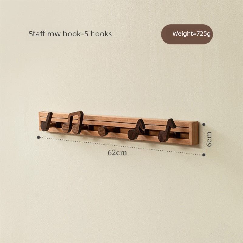 Musical note solid wood hook, music element home decoration, exquisite and practical, for hanging clothes, no installation required, coat hook, adhesive hook-Lovesyouforever