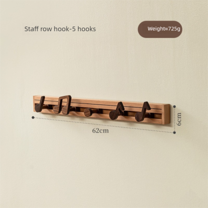 Musical note solid wood hook, music element home decoration, exquisite and practical, for hanging clothes, no installation required, coat hook, adhesive hook-Lovesyouforever