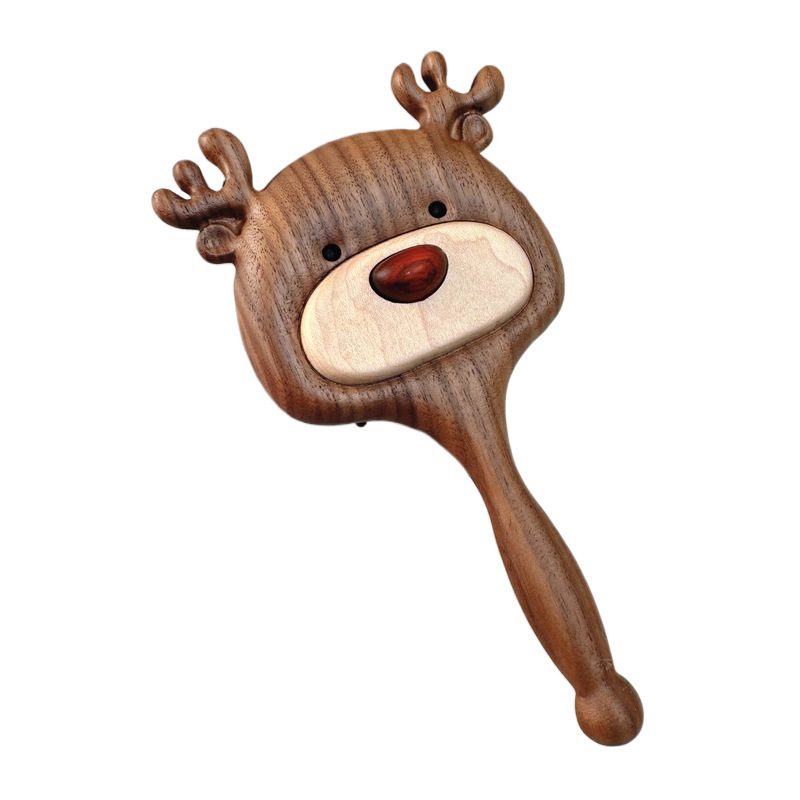 Elk Cushion Comb Black Walnut Wood "Always With You" Wooden Comb Exquisite Hair Comb Christmas Creative Holiday Gift-Lovesyouforever