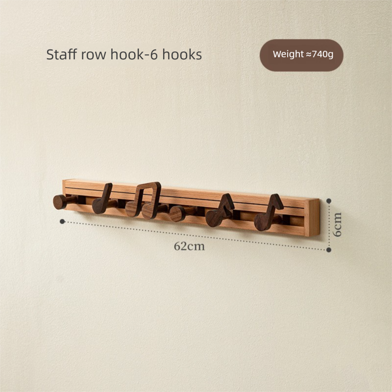 Musical note solid wood hook, music element home decoration, exquisite and practical, for hanging clothes, no installation required, coat hook, adhesive hook-Lovesyouforever