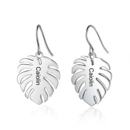 Leaf Earrings 2 Personalized First Names for Women-Lovesyouforever