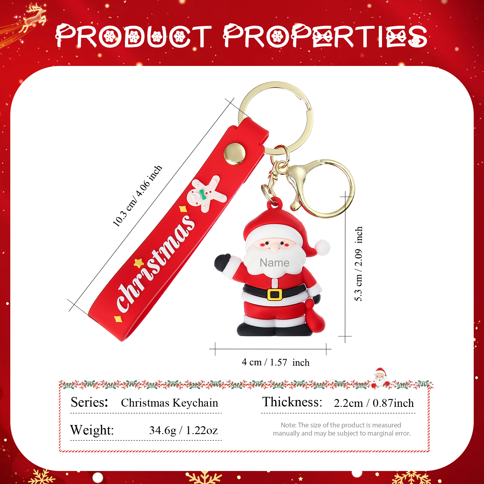 Personalized Christmas Santa Claus Keychain-Custom Name Keychain Gift-Lovesyouforever