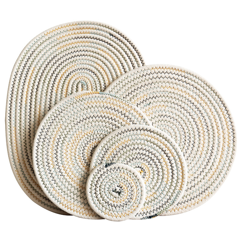 Insulation mat for home kitchen, cotton rope placemat, dining table mat, coaster, insulation pad-Lovesyouforever