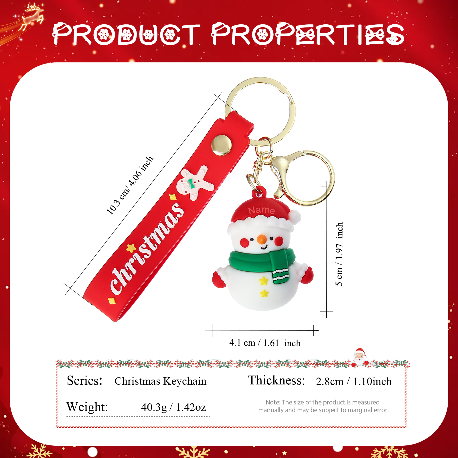 Personalized Christmas Snowman Keychain-Custom Name Keychain Gift-Lovesyouforever