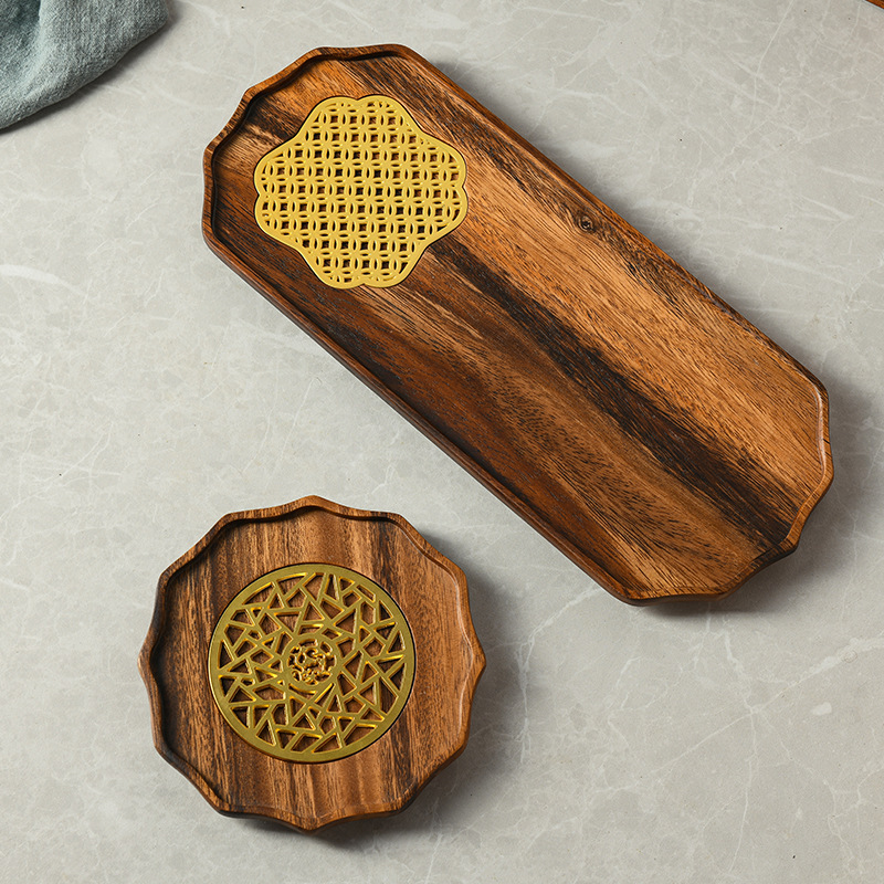 Tea tray for dry brewing, high-end purple clay teapot, teapot mat, walnut wood solid wood tea mat, teapot maintenance mat, small coaster-Lovesyouforever