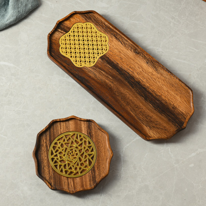 Tea tray for dry brewing, high-end purple clay teapot, teapot mat, walnut wood solid wood tea mat, teapot maintenance mat, small coaster-Lovesyouforever