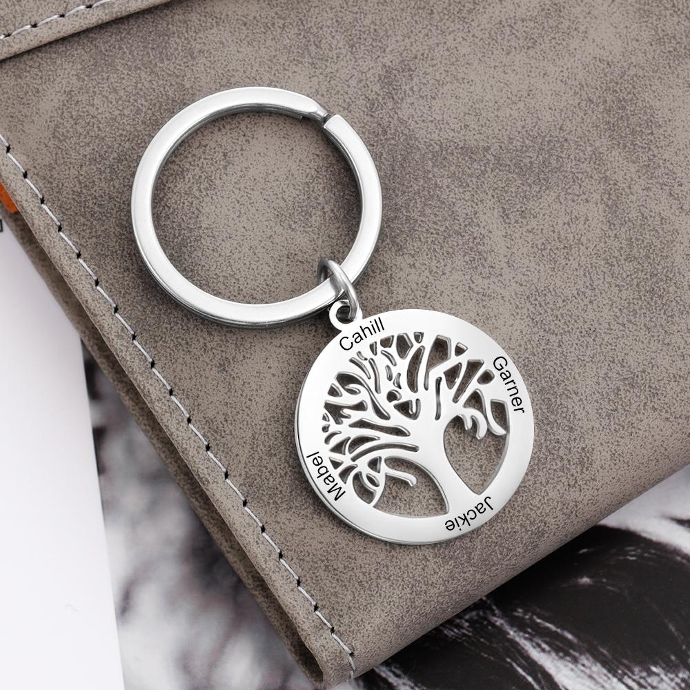Personalized Family Tree Keychain Custom 4 Names Keychain Gifts For Mother-Lovesyouforever
