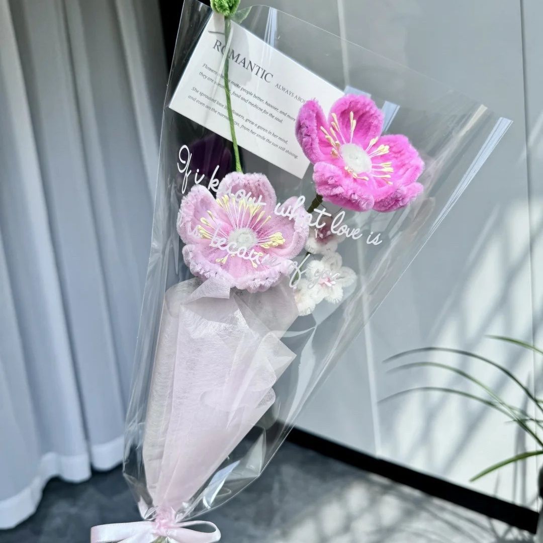 Twisted Sticks Anemone Mini Bouquet Finished Product Valentine's Day Graduation Season Handmade Gift for Girlfriend's Birthday-Lovesyouforever
