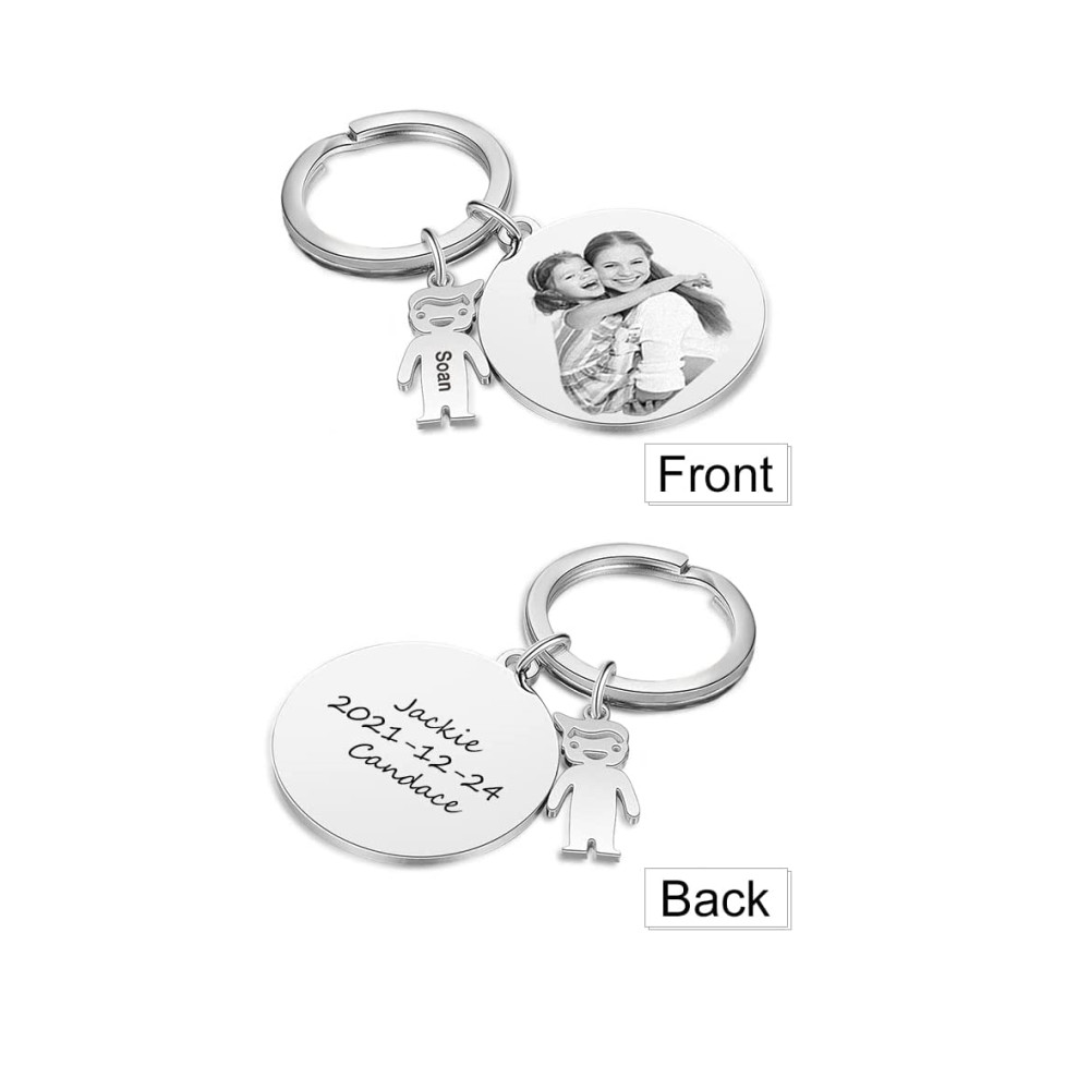 Keychain 1 Personalized First Name and photo and text With Charms 1 Child-Lovesyouforever