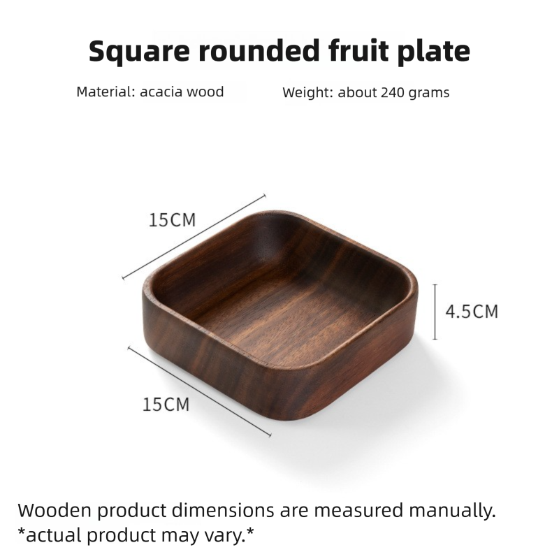 Walnut wood exquisite fruit plate, salad bowl, solid wood tray, rectangular household snack and fruit serving dish, acacia wood dinner plate-Lovesyouforever