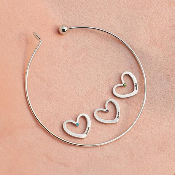 Customized Heart Charms With 1 Birthstone and Name-Lovesyouforever