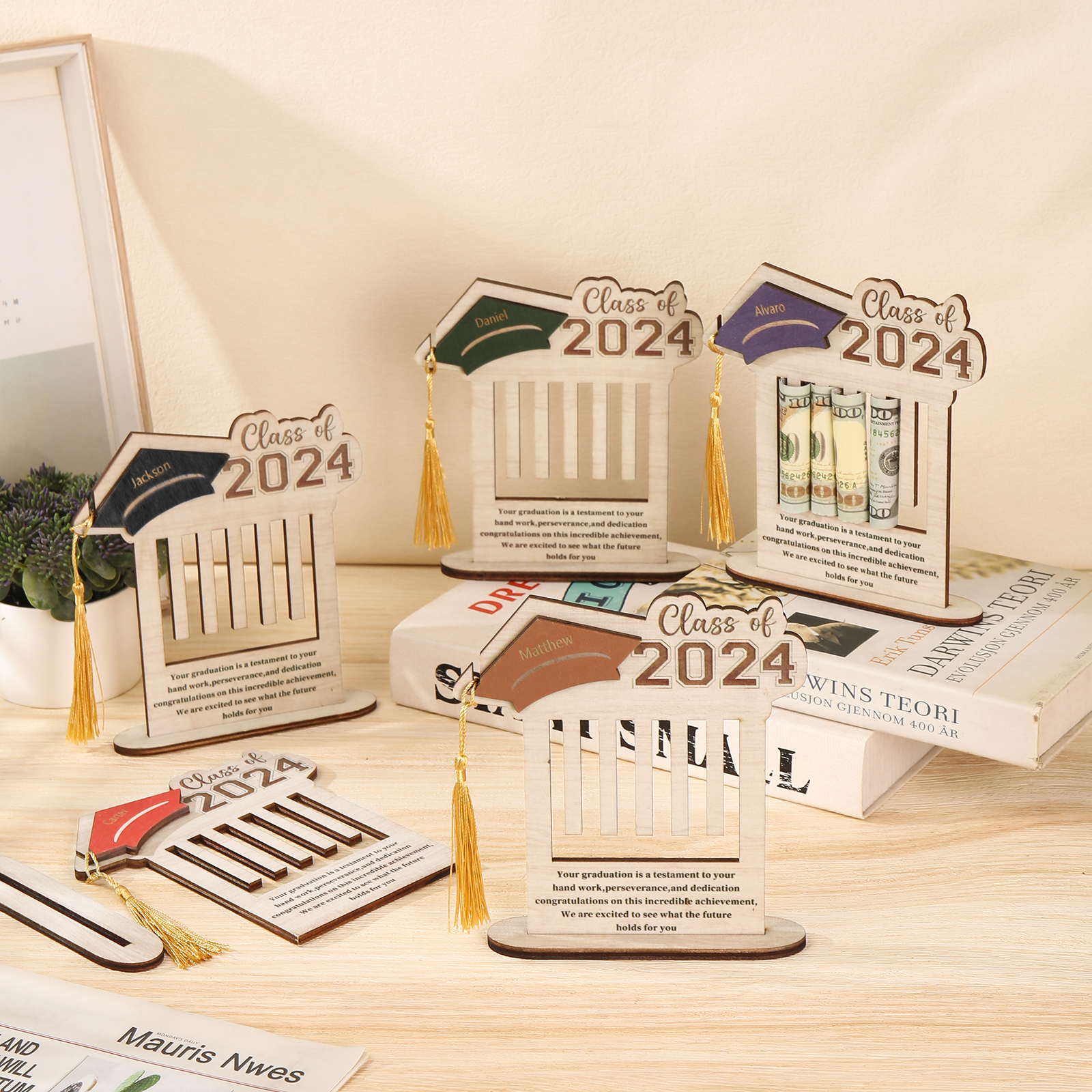 Graduation Gift 2024 Personalized Wooden Money Rack, Customized Name Graduation Gift for Her/Him-Lovesyouforever