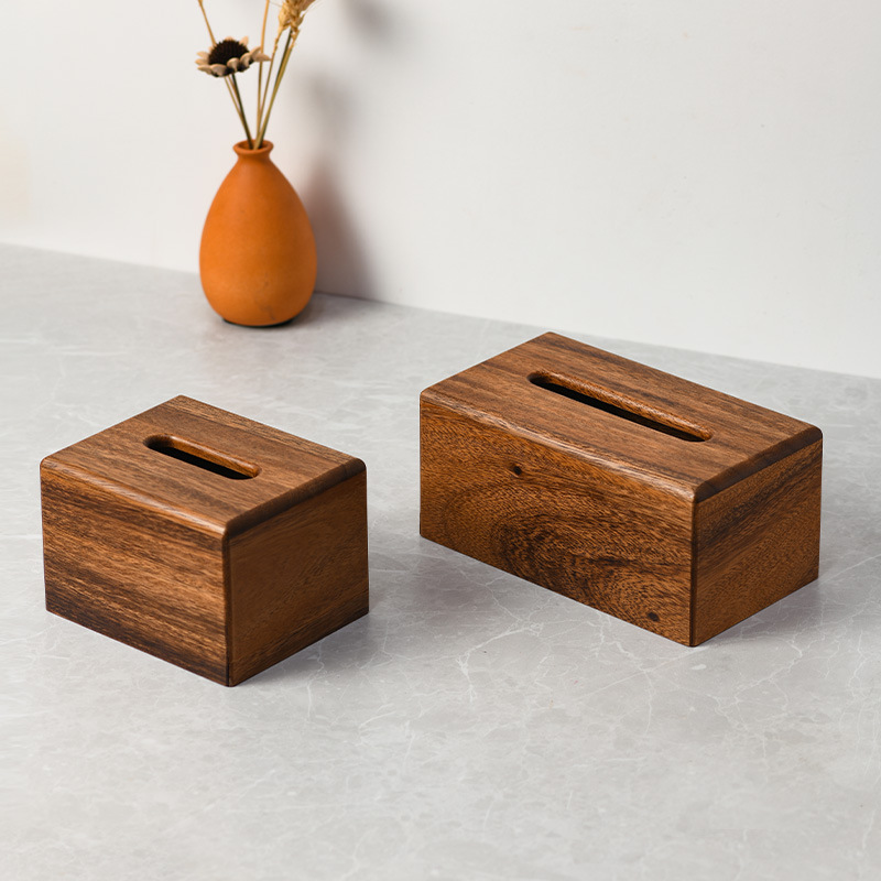 High-end acacia wood tissue box, solid wood light luxury tissue box, Chinese-style living room home creative wooden napkin box-Lovesyouforever