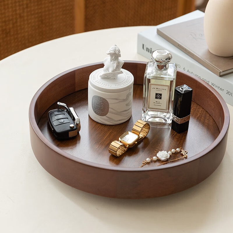 Solid wood cosmetic storage box, rotating solid wood desktop vanity table, skincare product shelf, exquisite display tray-Lovesyouforever