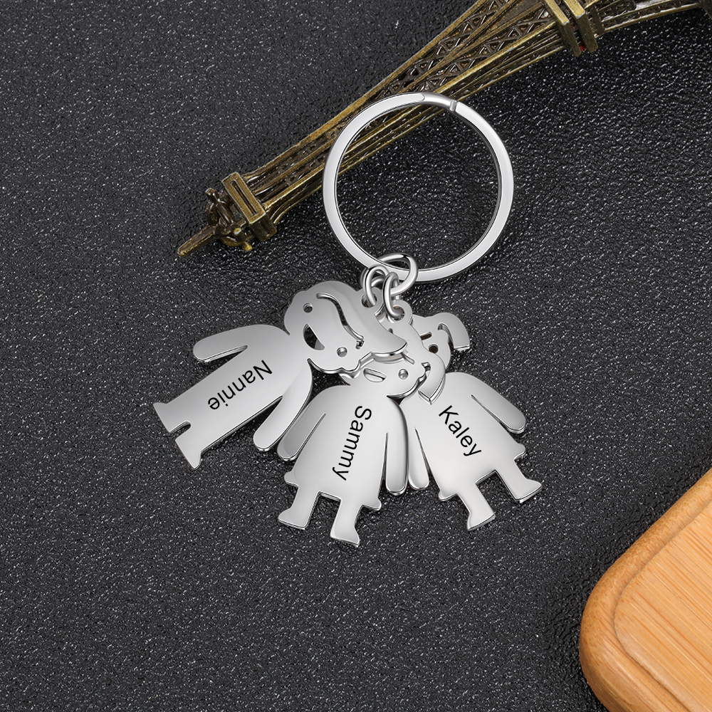 3 Names-Personalized Keychain Custom With 3 Children's Charms-Lovesyouforever