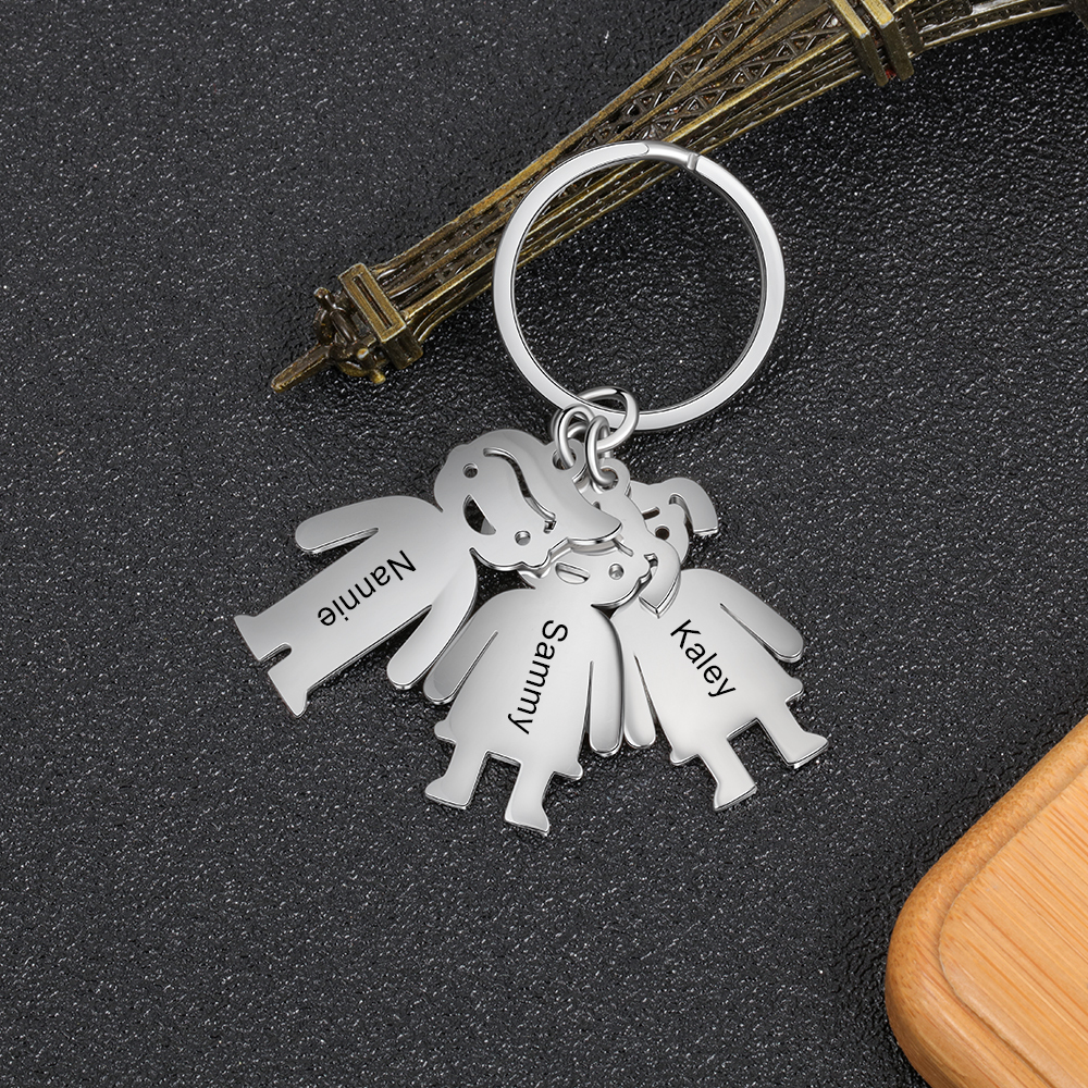 3 Names-Personalized Keychain Custom With 3 Children's Charms-Lovesyouforever