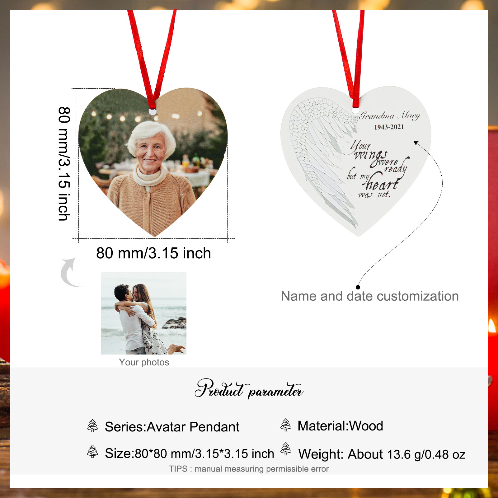 "Your Wings Was Ready, But Our Heart Was Not"Wooden Christmas Ornament Gifts For Family-Lovesyouforever