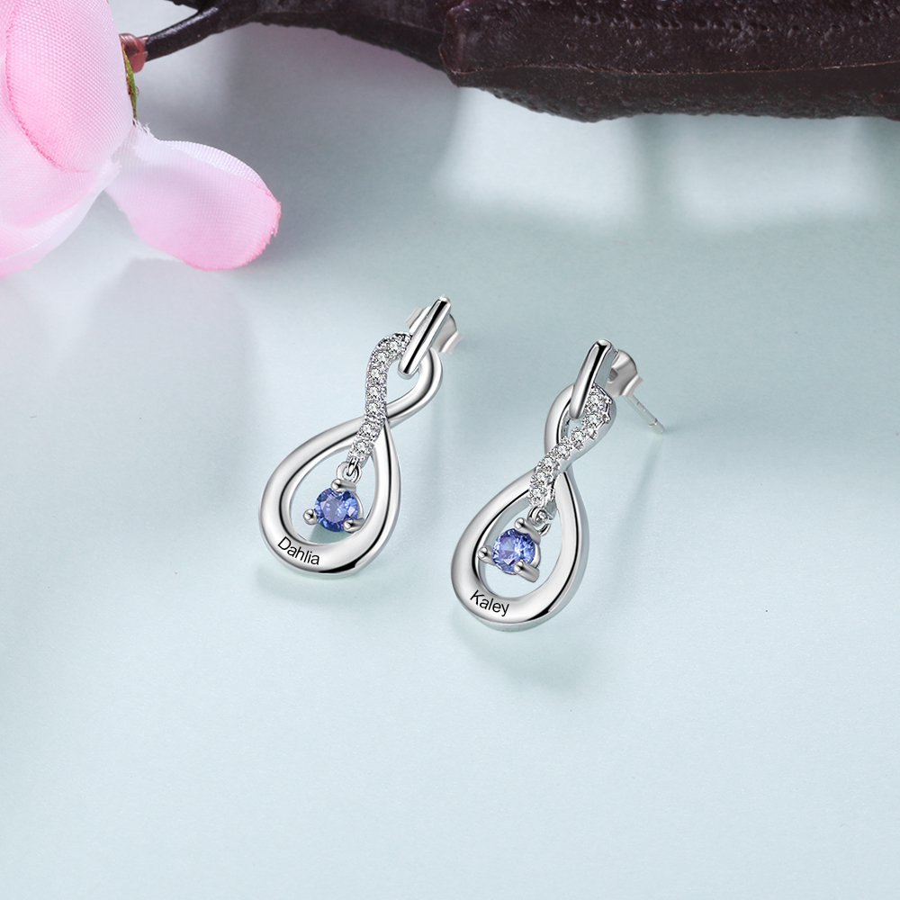 Name-Personalized Earrings With Birthstone-Lovesyouforever