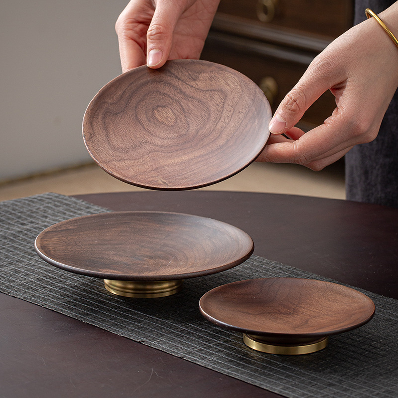 Chinese-style snack tray, walnut wood plate, fruit and dried fruit snack tray, exquisite tea shop tea snack tray, bergamot tray-Lovesyouforever