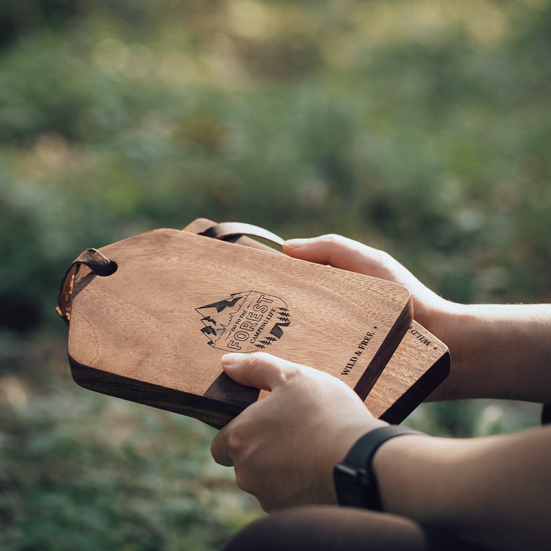 Camping cutting board, outdoor wooden portable chopping board, travel cutting board, serving board, home camping steak tray-Lovesyouforever