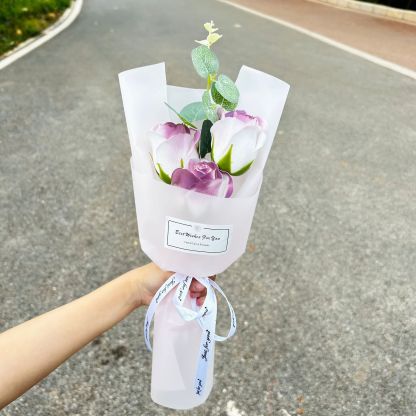 Finished crushed ice blue rose bouquet, soap flowers, Qixi Festival gift, graduation bouquet, gift for best friend, photo decoration, artificial flowers-Lovesyouforever
