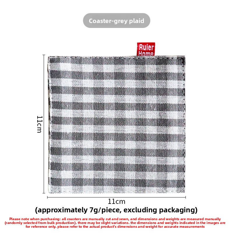 Fabric coasters, double-layer plaid heat-insulating coasters, square mug coasters-Lovesyouforever
