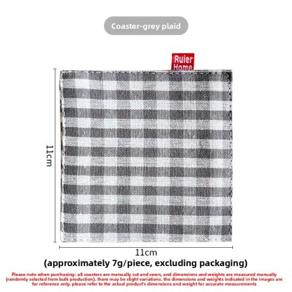 Fabric coasters, double-layer plaid heat-insulating coasters, square mug coasters-Lovesyouforever
