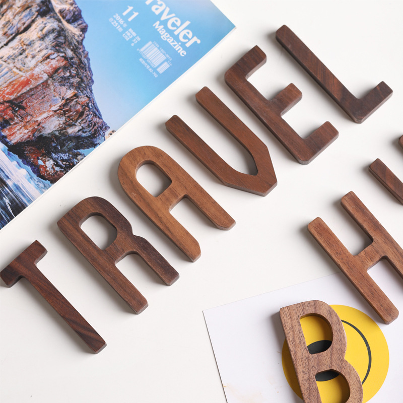 Black walnut wood letter combination ins Nordic style wall decoration DIY letter home decor wooden photography prop-Lovesyouforever