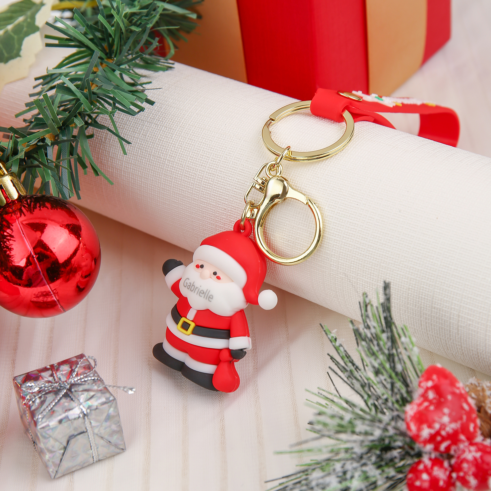 Personalized Christmas Santa Claus Keychain-Custom Name Keychain Gift-Lovesyouforever