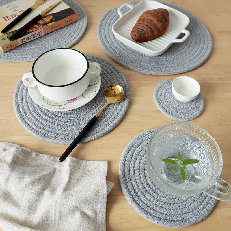 Insulation mat for home kitchen, cotton rope placemat, dining table mat, coaster, insulation pad-Lovesyouforever