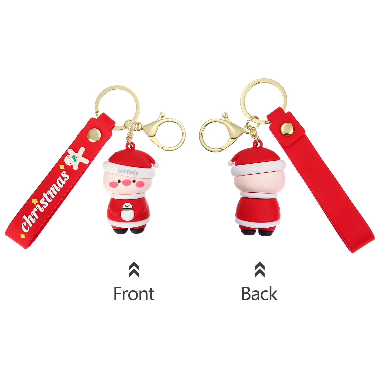 Personalized Christmas Pink Pig Keychain-Custom Name Keychain Gift-Lovesyouforever