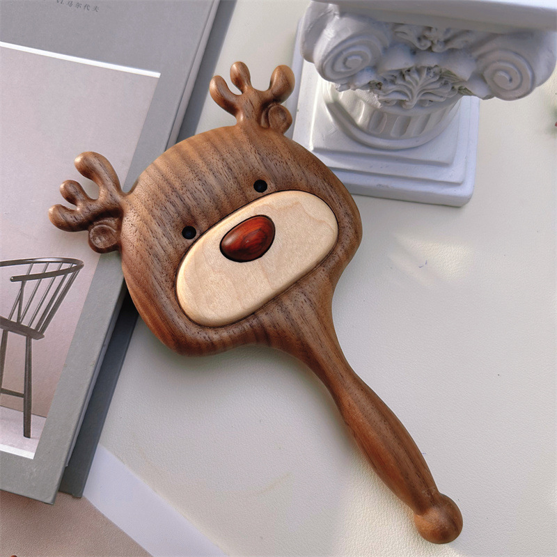Elk Cushion Comb Black Walnut Wood "Always With You" Wooden Comb Exquisite Hair Comb Christmas Creative Holiday Gift-Lovesyouforever