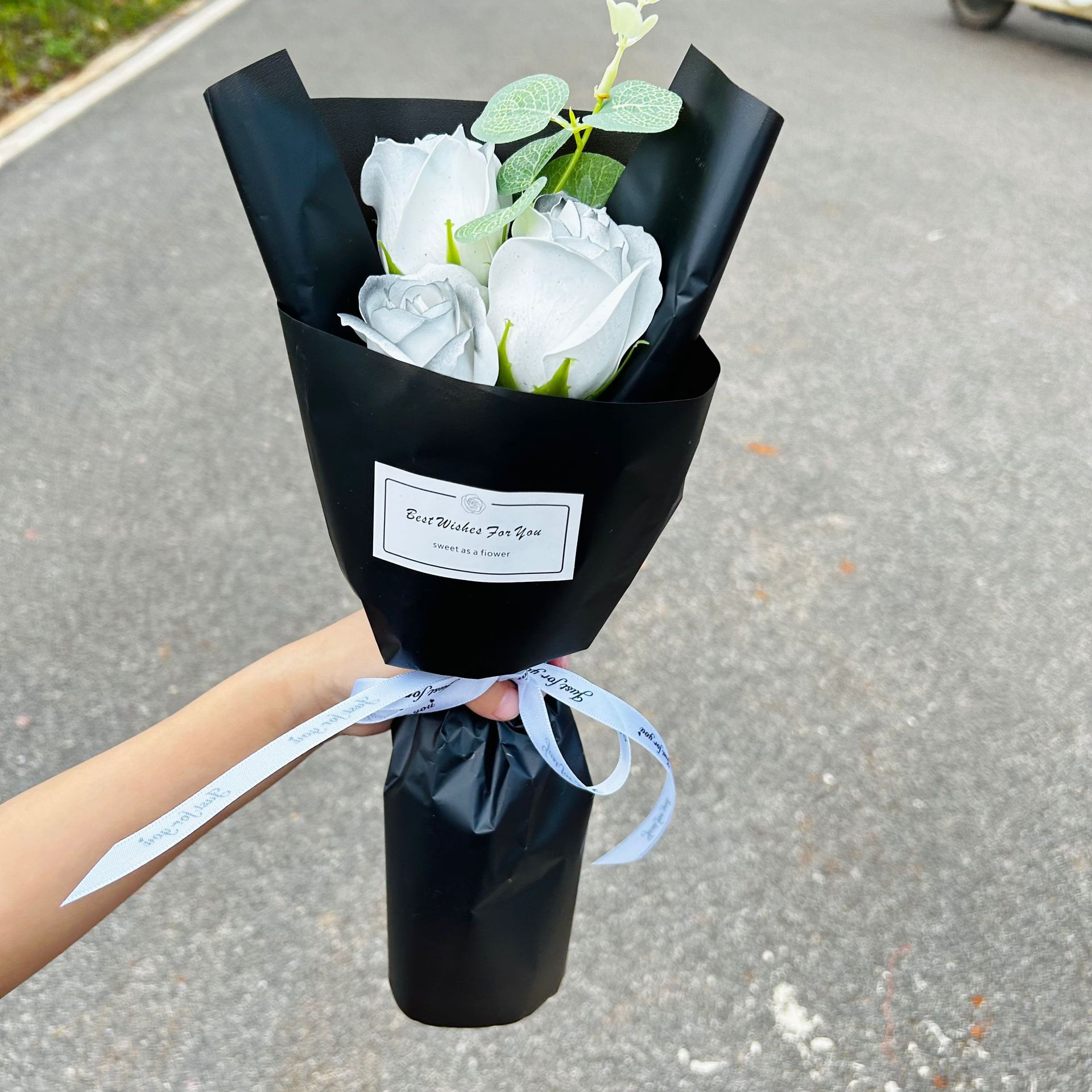 Finished crushed ice blue rose bouquet, soap flowers, Qixi Festival gift, graduation bouquet, gift for best friend, photo decoration, artificial flowers-Lovesyouforever