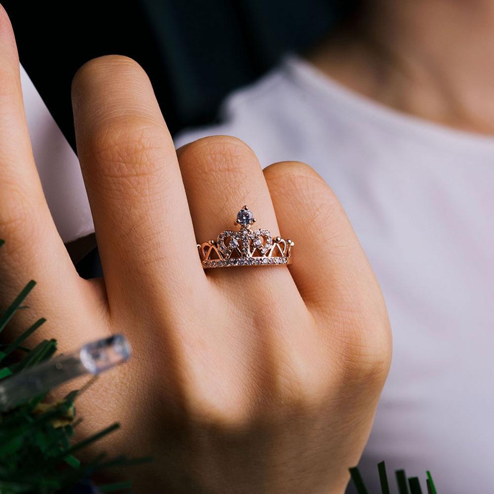 Rose Gold Crown Promise Rings Gifts For Her-Lovesyouforever