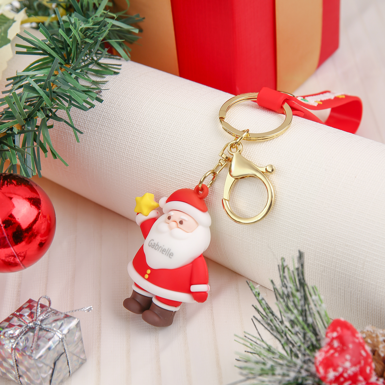 Personalized Christmas Santa Claus Keychain-Custom Name Keychain Gift-Lovesyouforever