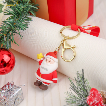 Personalized Christmas Santa Claus Keychain-Custom Name Keychain Gift-Lovesyouforever