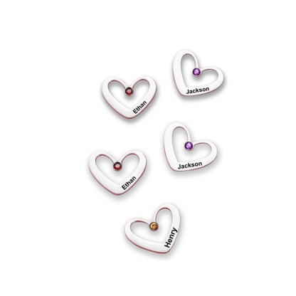 Customized Heart Charms With 1 Birthstone and Name-Lovesyouforever
