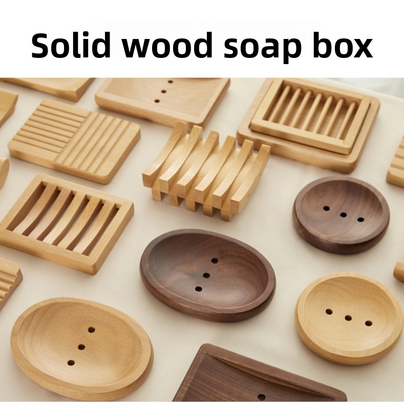 Exquisite beech and black walnut wood soap dish, handmade soap holder, Japanese-style draining double-layer wooden soap tray-Lovesyouforever