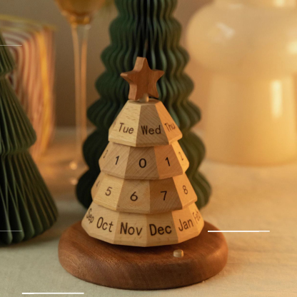 New Christmas Tree Calendar Creative Decorative Gift 2026 Solid Wood Perpetual Calendar Desk Calendar High-end Desktop Ornament-Lovesyouforever
