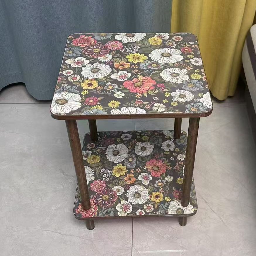 Mandala side table, coffee table, sofa side cabinet, Nordic pattern, trendy bedroom double-layer small table, living room bedside corner table-Lovesyouforever