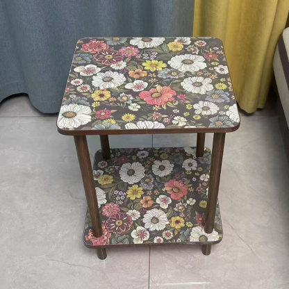 Mandala side table, coffee table, sofa side cabinet, Nordic pattern, trendy bedroom double-layer small table, living room bedside corner table-Lovesyouforever