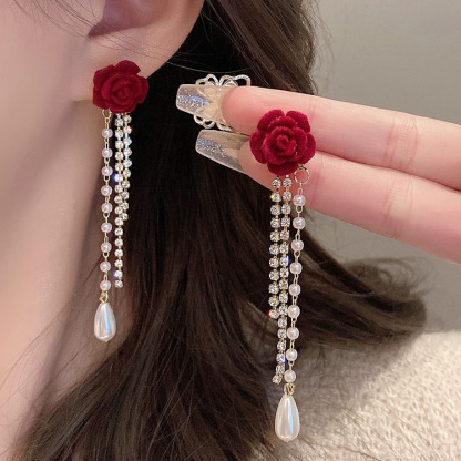 Rose Tassel Earrings For Woman-Lovesyouforever