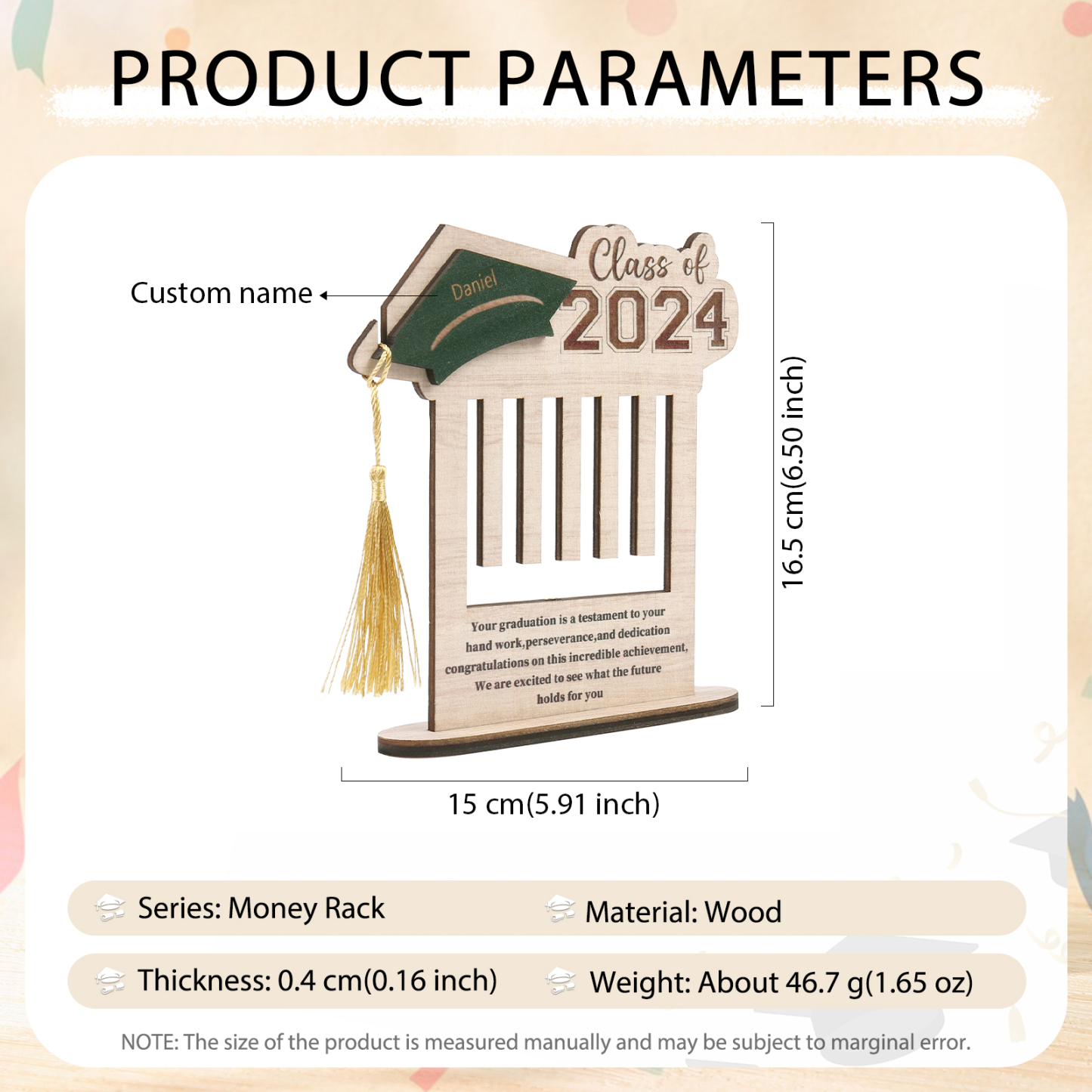 Graduation Gift 2024 Personalized Wooden Money Rack, Customized Name Graduation Gift for Her/Him-Lovesyouforever