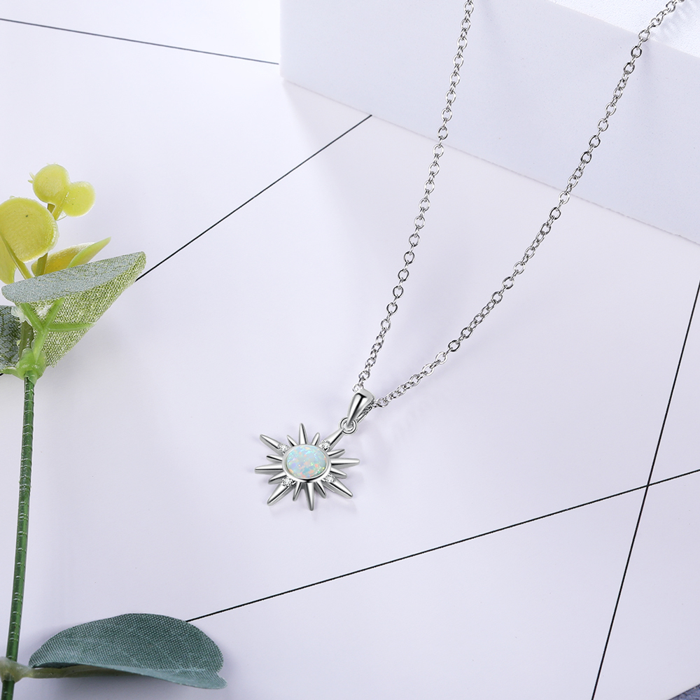 Sun Opal Pendant Necklace for Women-Lovesyouforever