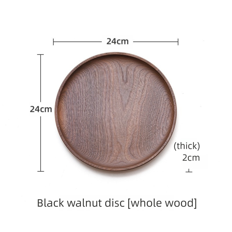 North American black walnut wood tray, solid wood dessert and snack plate, wooden fruit plate, round dried fruit tray, anti-scald wooden tray-Lovesyouforever