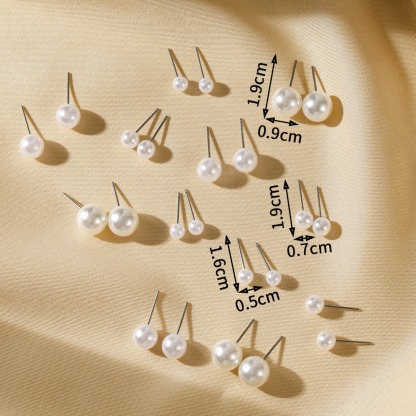 Classic Pearl Stud Earring Set with Multiple Sizes – Elegant Gift for Women/Girls | Jessemade-Lovesyouforever