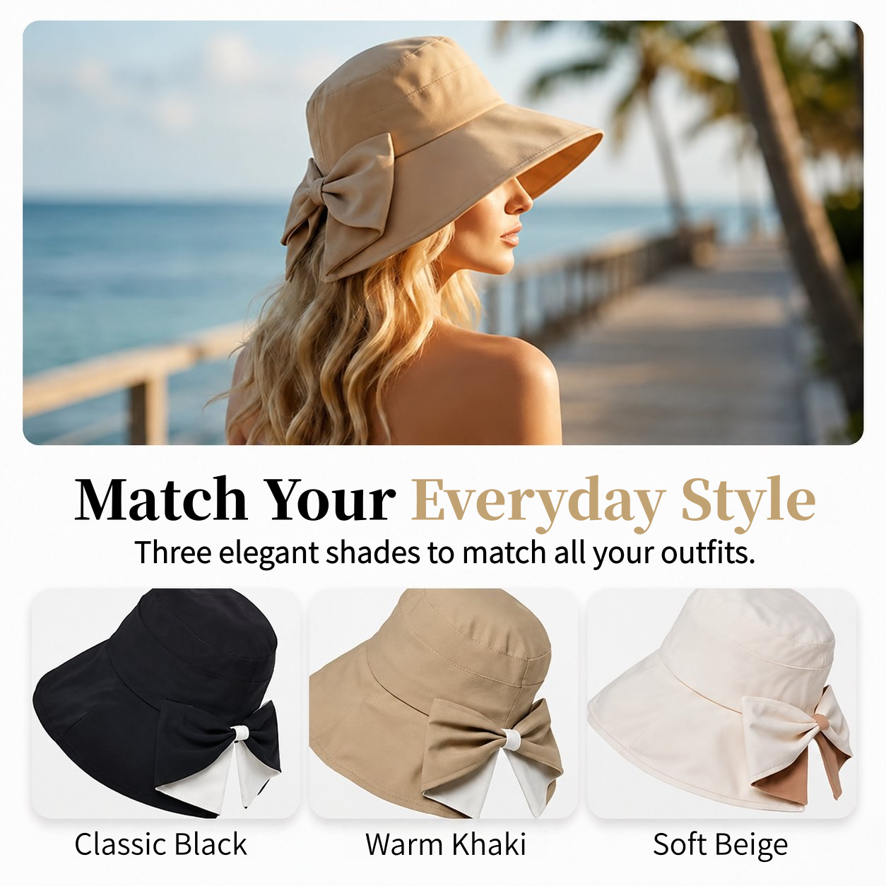 🧺 Summer Sale ☀️ Women's Wide Brim Sun Hat with Bow